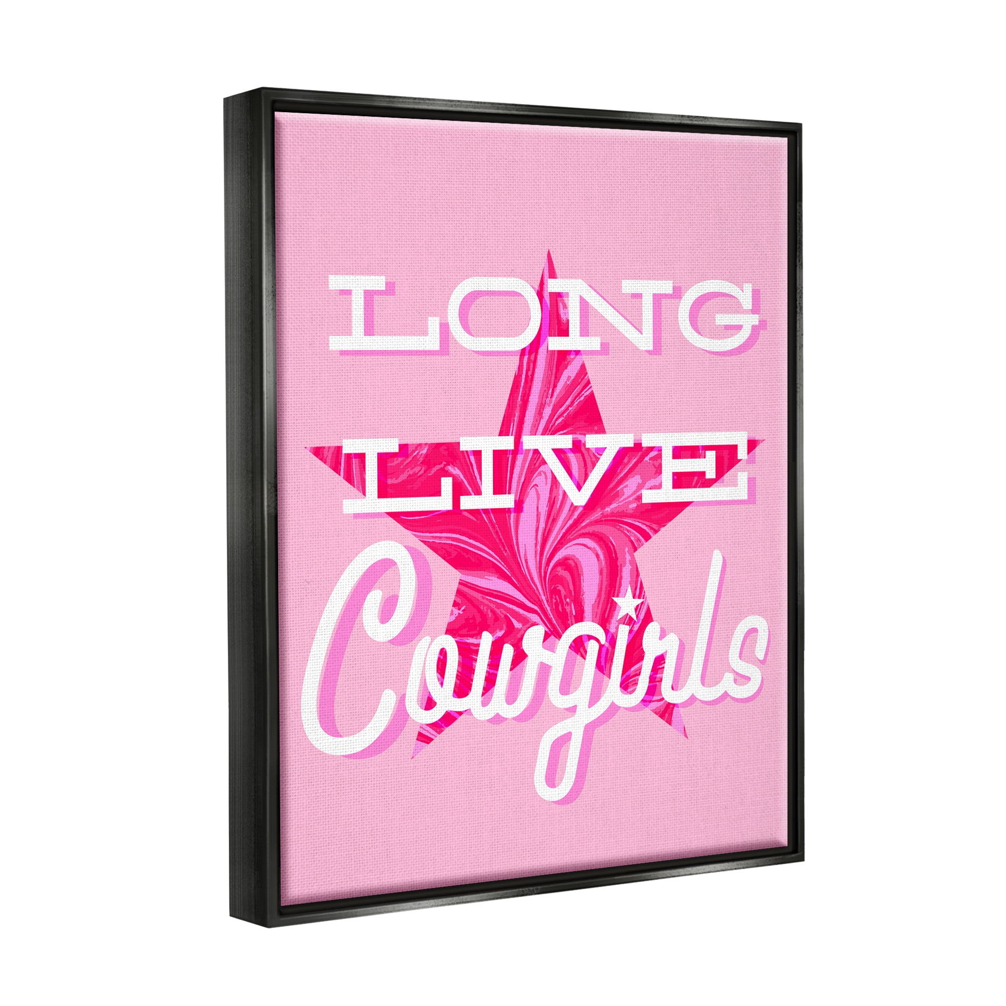 Stupell Industries Long Live Cowgirls Phrase Abstract Painting Black Floater Framed Art Print Wall Art, 17 x 21