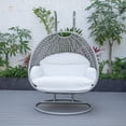 thumbnail image 3 of LeisureMod Mendoza Light Gray Wicker Patio Double Swing Chair in White, 3 of 11