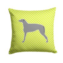 Carolines Treasures BB3796PW1414 Scottish Deerhound Checkerboard Green Fabric Decorative Pillow