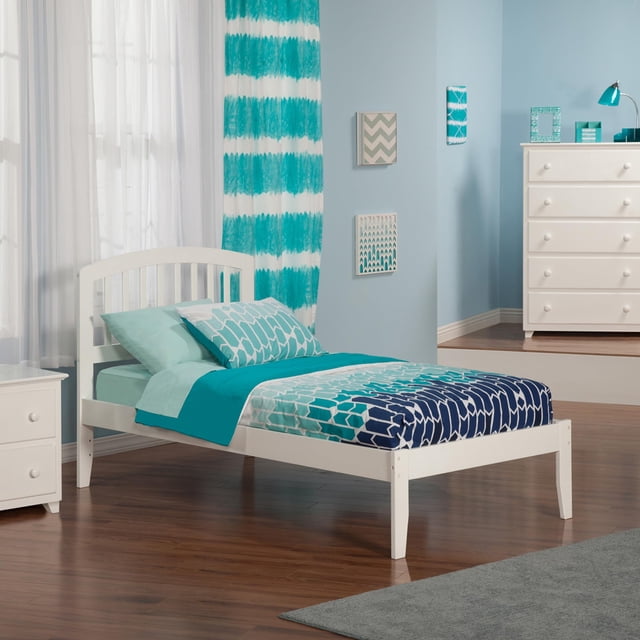 Leo & Lacey Lit Plateforme Simple en Bois Massif Richmond, Blanc