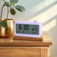 thumbnail image 2 of REGALWOVEN Small Digital Alarm Clock for Bedroom, Alarm Clocks with Big Numbers Display, Dimmable, Temperature, Snooze, 12/24H for Deep Sleepers Purple, 2 of 6