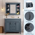 thumbnail image 3 of 36 inch Bathroom Vanity with Top Sink, Modern Bathroom Storage Cabinet with 2 Soft Closing Doors and 2 Drawers, Single Sink Bathroom Vanity, Bathroom Furniture Set with Mirror Cabinet (Blue), 3 of 9
