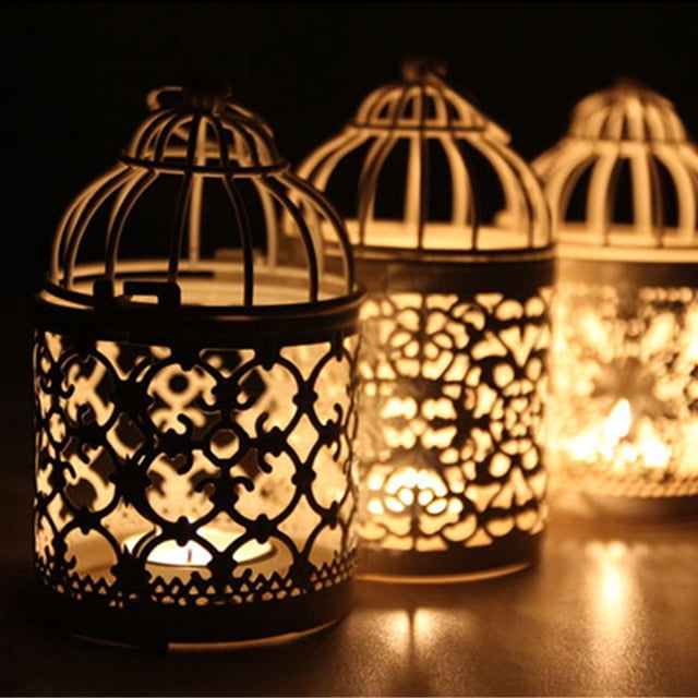 Sentmoon Candlestick Holders Valentine 's Day Decor Hanging Cage Candles Iron Candlestick Lantern Home Party Decor for Creating Ambiance & Relaxation