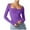 Purple, variant on Women's Sexy Long Sleeve Crop Top Square Neck Basic Slim Fit T Shirt
