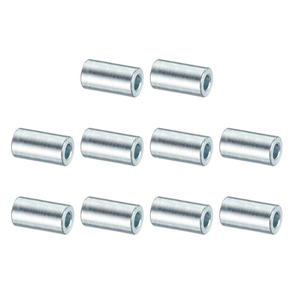 10 Packs Galvanized Steel Spacers, 1/4" Bore x 1/2" OD x 1" Length