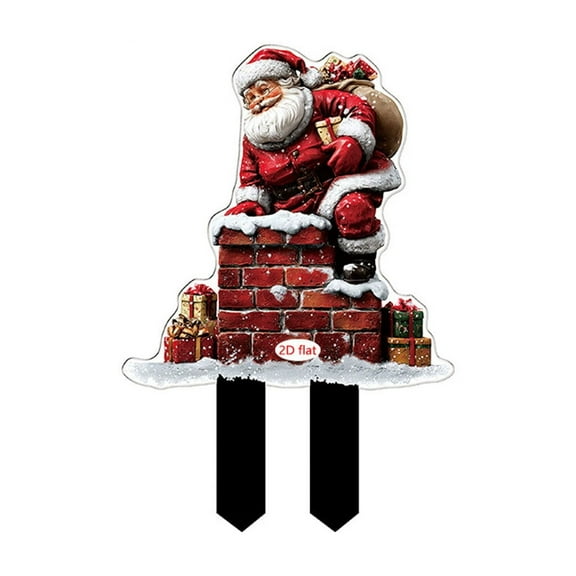 SLYNSHome Christmas Yard Stakes Decorations,Outdoor Christmas Metal Snowman Santa Claus Garden Stakes Signs for Garden Home Lawn Patio