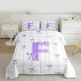 thumbnail image 2 of Castle Fairy Personalized Initial Letter F 3-Piece Full Size Comforter Sets for Children Women Men,Bow Tie Stripes Bedding Comforter Set,Monogrammed Alphabet Lightweight Bedding Sets, 2 of 8