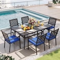 thumbnail image 3 of Vitarpatio 7 Piece Outdoor Patio Dining Set, Metal Outdoor Furniture Set with Rectangular Dining Table and 6 Chairs, All Weather Patio Table and Chairs Set for 6, Hollow Back Armchairs W/ Cushions, 3 of 12