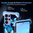 thumbnail image 3 of CASEFIV for Samsung Galaxy S24 Ultra 5G Case,Glow in The Dark Three Layer Heavy Duty Shockproof Protection Hard Plastic Bumper+Soft Silicone Protective Case,Light Blue Butterfly, 3 of 8