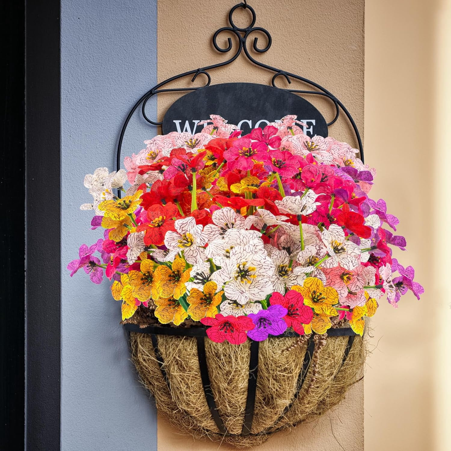 Artificial Flowers Outdoor No Fade UV Resistant Fake Plastic Flowers Faux Plants for Garden Patio Porch Window Box Home Wedding Farmhouse Hanging Décor