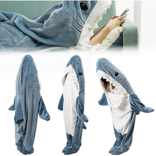 Ilanktozi Shark Blanket Adult Wearable Shark Blanket Super Soft Cozy Flannel Hoodie Shark Blanket Hoodie Sleeping Bag Shark Onesie Blanket For Adult