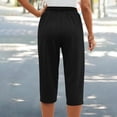 thumbnail image 4 of MLQIDK Pedal Pushers for Women Capri Pants Dressy Casual High Waisted Knee Length Cropped Pants Trendy Summer Crop Capri Pants with Pockets Black S, 4 of 5
