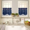 thumbnail image 4 of Blue Christmas Kitchen Curtains and Valances Set, Rod Pocket Curtains Tier Farmhouse Window Curtains 24 Inch Length, Winter Snowflake Xmas Ball Stripes 3 Piece Kitchen Curtains Set, 4 of 6