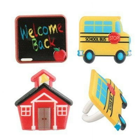 24 ct Back to School Icon Cupcake Topper Rings*