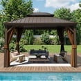 thumbnail image 4 of 14Ft x 12Ft Dual-Layer Roof Gazebo with Mosquito Netting, Rust-Resistant, Integrated Drainage, Ideal for Patio & Deck, 4 of 6