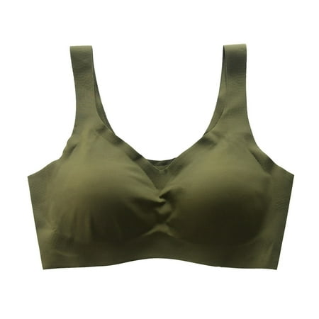 JAKANYQ Woemen s Bras Seamless Ice Silk Sleep Bra For Wireless Sports Bra Running Tank Top Gathered Sleepwear Vest Comfy Breathable