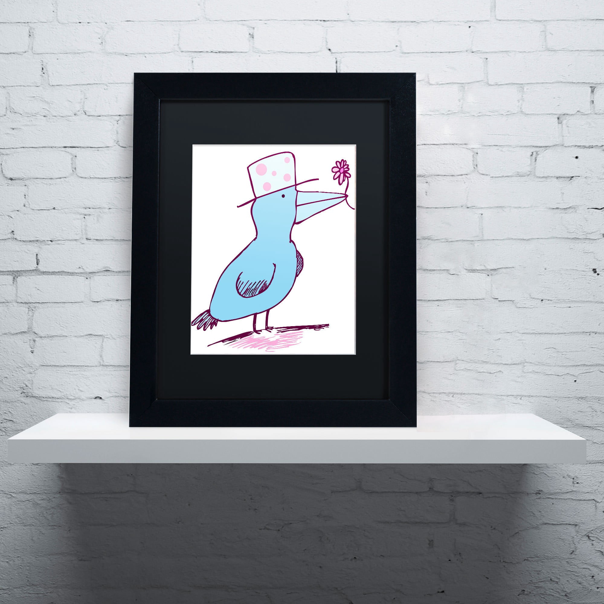 Trademark Fine Art "Flower Bird" Canvas Art by Carla Martell, Black Matte, Black Frame