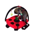 thumbnail image 1 of Alfombra de juego multifunción para gatos, cama acolchada plegable para gatitos, con juguetes colgantes, pelotas y ratones (roja), 1 of 5