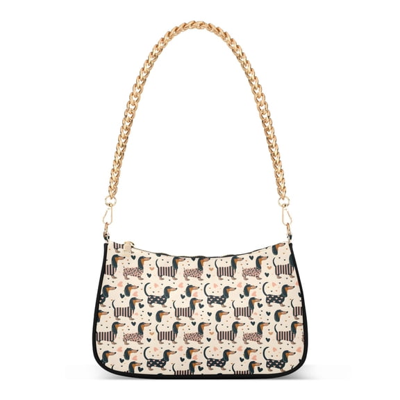 Print Tote Bag for Women Cute Dachshund Dogs Shoulder Bag Shoulder Handbags Chain Strap