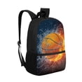 thumbnail image 2 of KUIFORTI Backpack Kids School Bags Casual Lightweight Daypack with Adjustable Straps Zippered Rucksack Elementary School Students Book Organizer, Burning Basketball, 2 of 6