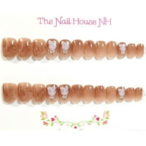 Marbled Christmas Glossy Extra Short Squoval Press On Nails - 24 Pieces - Artificial Nails