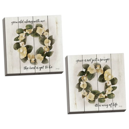 Gango Home Decor Contemporary The Best is Yet to Be & Grace, It's a Way of Life by Marla Rae (Ready to Hang); Two 12x12in Hand-Stretched (Best Way To Stretch Foreskin)