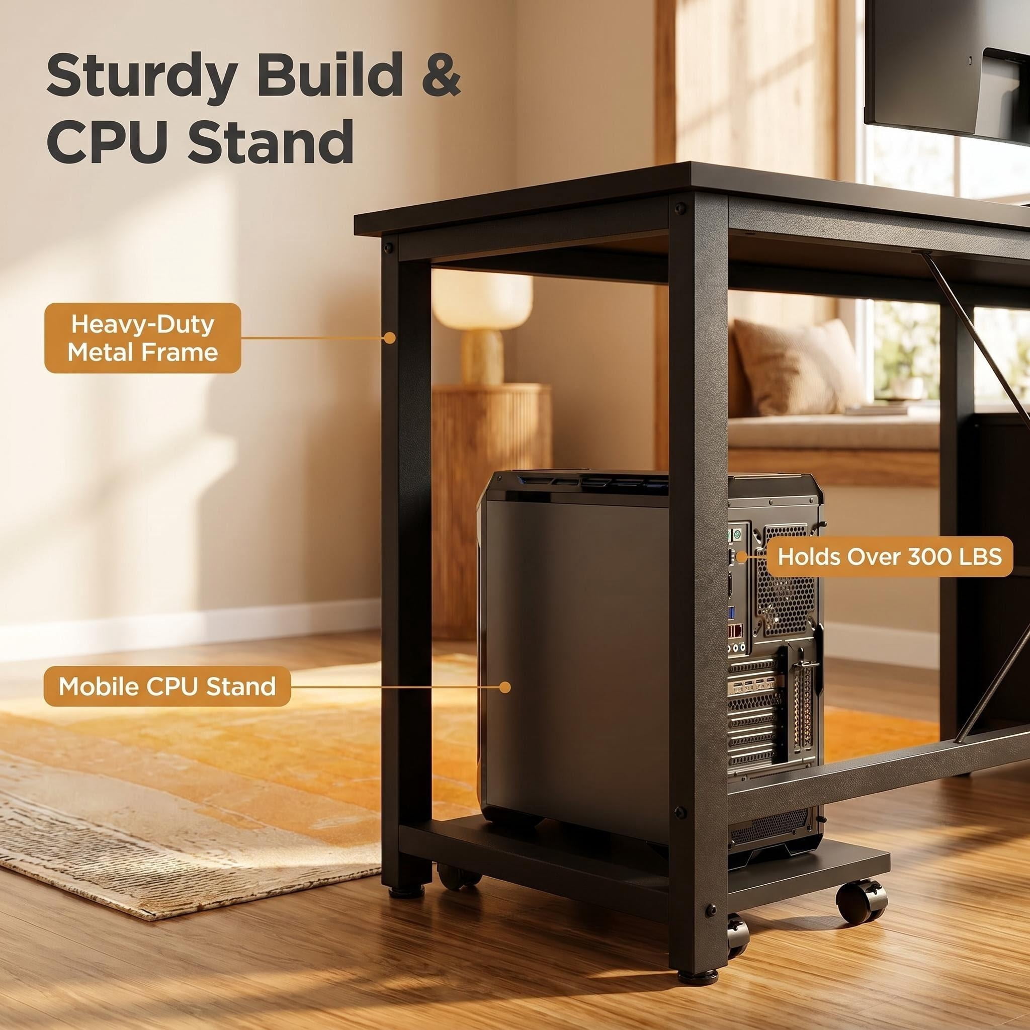 Computer Desk,Lofka 66" L Shaped Office Desk with Power Outlets  for Home and Office,Black