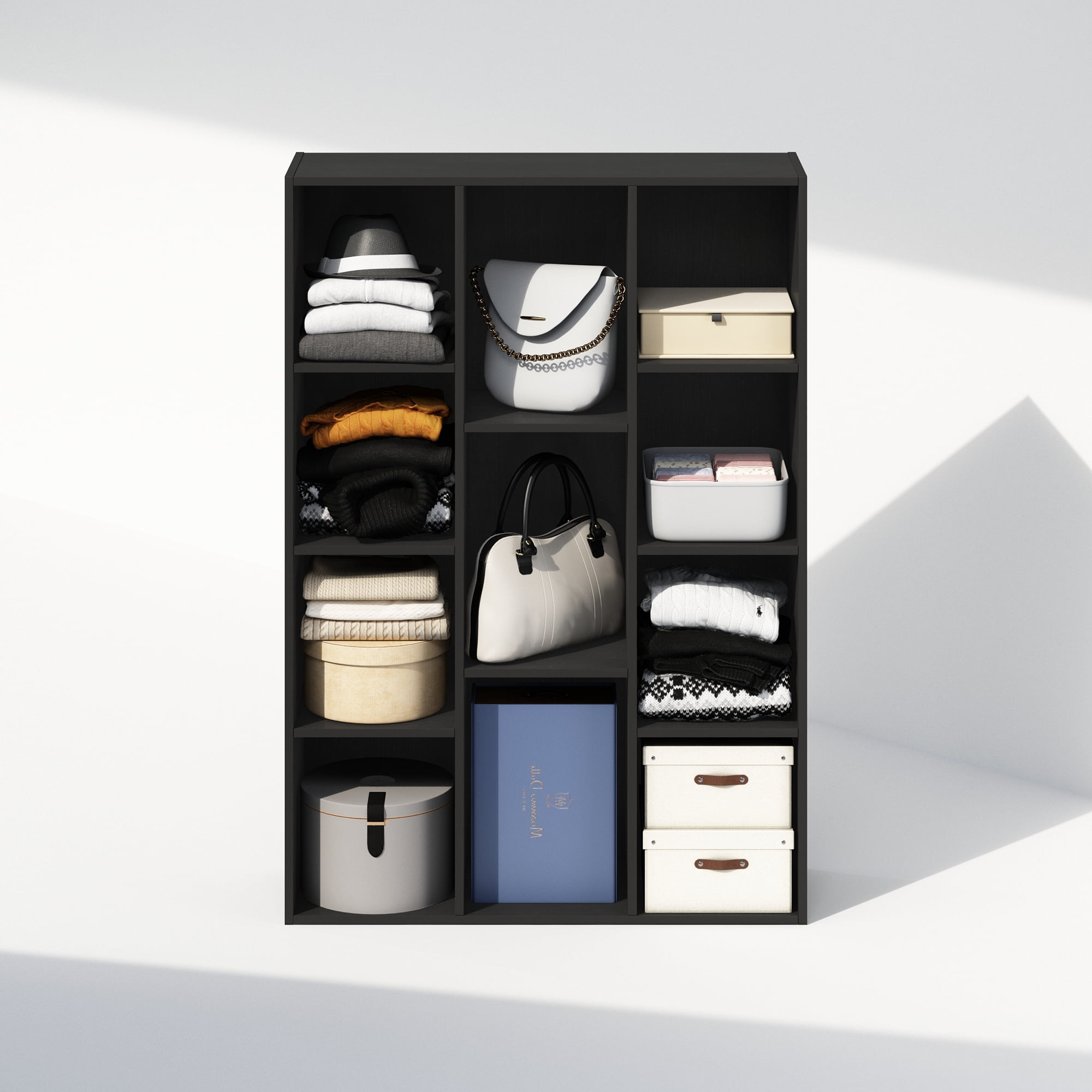 Furinno Reed 11-Cube Open Shelf Multipurpose Closet & Clothing Storage, Storage Organizer, Blackwood