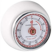 Zassenhaus Magnetic Retro Kitchen Timer, Classic Mechanical Cooking Timer (White)