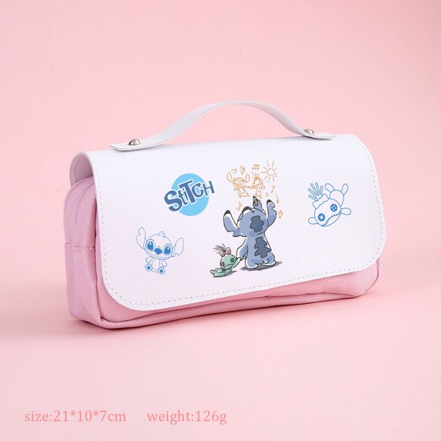 Disney-bolsa de lápices de Anime Stitch para niños, estuche de lápices lindo de dibujos animados, suministros escolares, papelería para estudiantes, regalo de cumpleaños