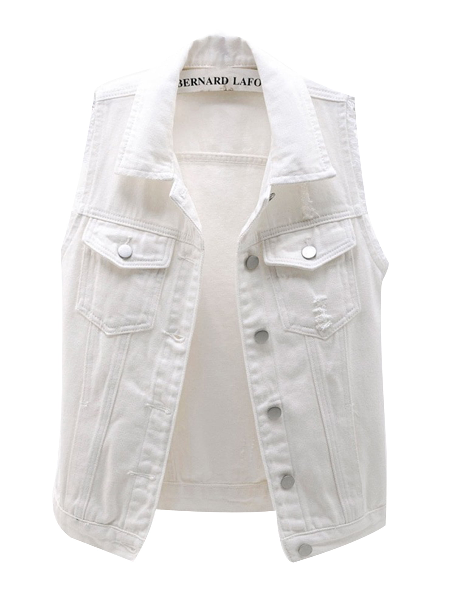 Twcx Womens Wash Sleeveless Ripped Plus Size Pockets Demin Jean Jackets Vest