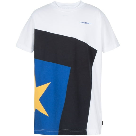 Converse Big Boys Spliced Star Cotton T-Shirt White S (8/10)