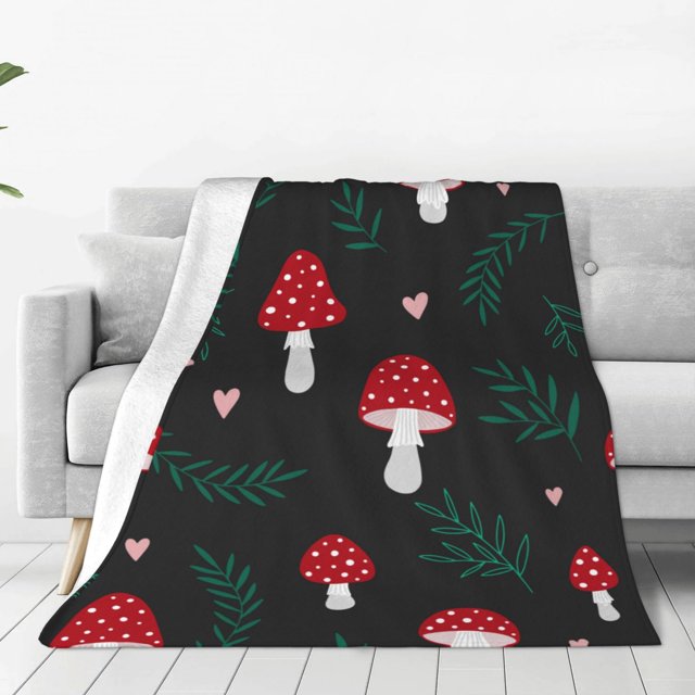 Balery Amanita Mushroom Manta de Felpa Suave y Acogedora – Cobija de Franela Aterciopelada para Cama, Lavable y Cálida para Sofá, Mascotas, Transpirable-50"x40"