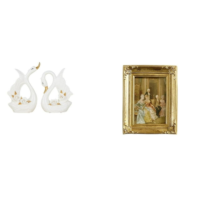 Elegante Escultura De Cerámica De Cisne Y Soporte De Marco De Fotos De Resina Para Escritorio, Mesa, Estantería, Armario, Dormitorio, Oficina, Decoración De Granja.
