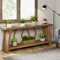 thumbnail image 4 of Tribesigns 70.86-Inch Farmhouse Console Table, Industrial Sofa Entryway Table with Storage, Wood Couch Foyer Accent Table for Living Room, Entrance (wood), 4 of 6