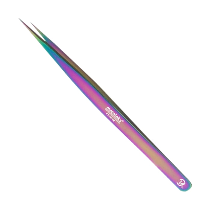 6PCS Complete Multi Titanium Coated Volume Tweezers Eyelash Extension Set With Red Metallic Magnetic Pouch