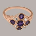 thumbnail image 6 of LBG British Made 14k Rose Gold ring with Natural Amethyst & Diamond Womens Statement Ring - 33 size options - Size 11, 6 of 7