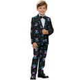 thumbnail image 2 of Xoenoiee Colorful Dog Paw Print Boys Suit Set Including Blazer and Pants 2-Piece Elastic Waist Formal Blazer Jacket for Children Wedding Communion, 5-6 Years, 2 of 7