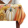 thumbnail image 4 of Orange Hello Fall Table Cloth Waterproof Tablecloths, Thanksgiving Pumpkins Maple Leaf Tablecloth Dining Table Cover for Kitchen Party Tabletop Outdoor, Rectangle Tablecloth 52x70 Inch, 4 of 9
