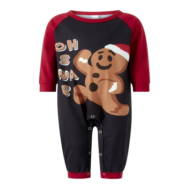 Christmas Pajamas for Family Long Sleeve Gingerbread Man Print Tops + Pants Set