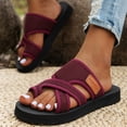 thumbnail image 4 of Ruyang Flat Sandals Women Comfortable Beach Womens Sandals Memory Foam Vacation Non Slip Women's Sandals Slides for Women, 4 of 7