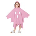 thumbnail image 3 of Yuncity Kids Halloween Cape Ghost Print Hooded Sleeveless Cloak Lightweight Casual Cozy Loose Fit Fall Winter Poncho Holiday Party Outfit Pink, 3 of 6