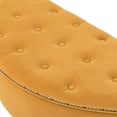 thumbnail image 6 of 43.3 Inch Storage Bench, Modern Upholstered Bed End Chair with Button Tufted Seat Cushion and Wood Legs, Curved Storage Ottoman for Living Room Bedroom, Yellow, 6 of 7