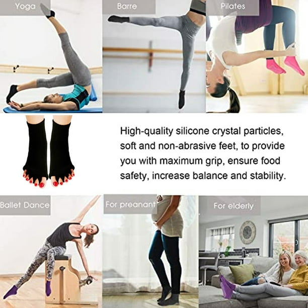 6 Pairs Pilates Grip Socks for Women, Non-slip Yoga Athletic Socks for  Barre Ballet Barefoot Workout Hospital