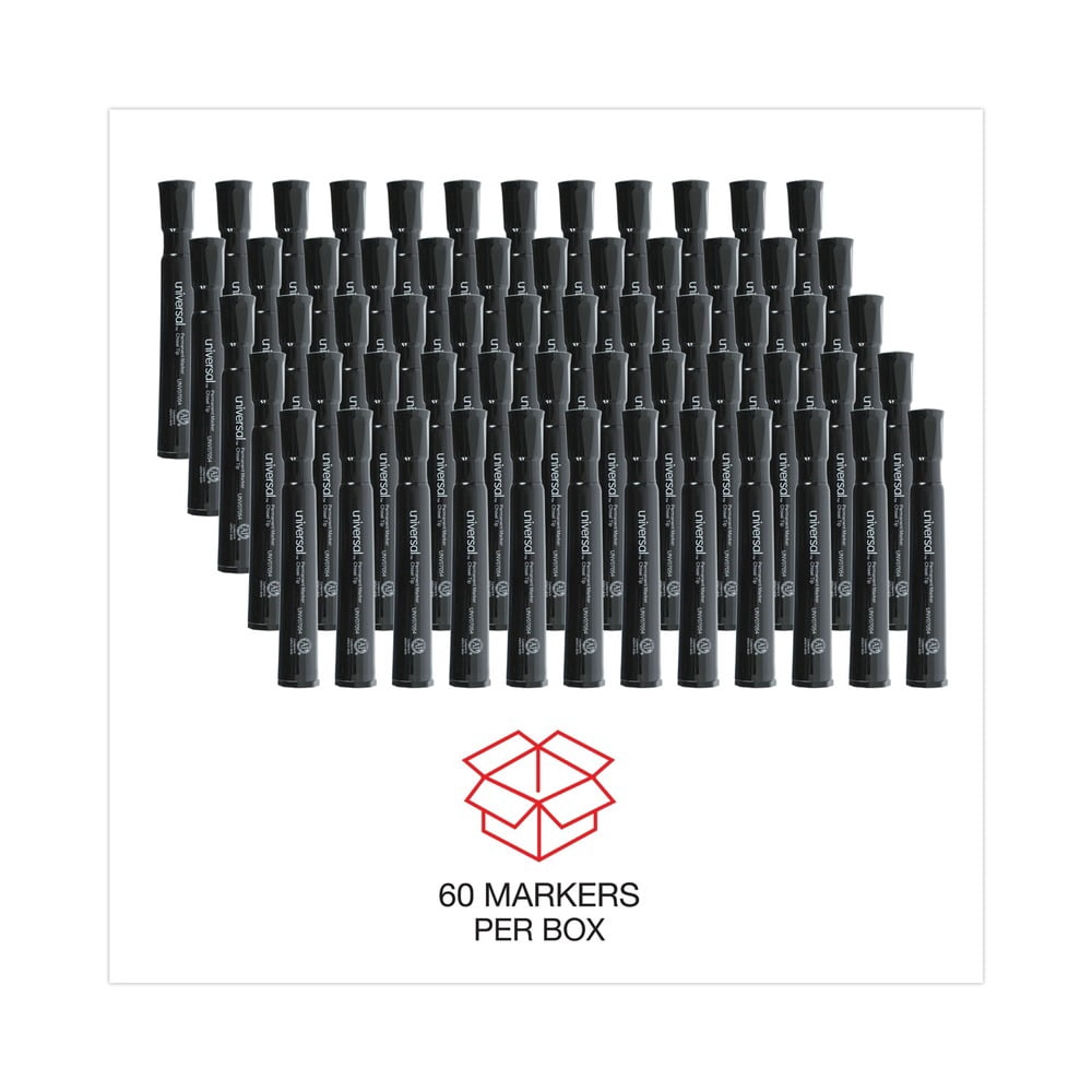 Broad Chisel Tip Permanent Marker Value Pack - Black (60/Pack)