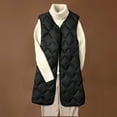 thumbnail image 3 of HTNBO Women Long Quilted Puffer Vest Lightweight Round Neck Sleeveless Button Down Padded Duck Down Vests, 3 of 6