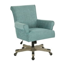 Megan Office Chair in Turquoise Fabric with Grey Wash Wood