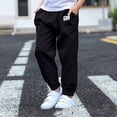 thumbnail image 2 of Generic Boys Joggers Elastic Waist Sweatpants Lightweight Linen Tapered Pants/Causal Relaxed Fit School Athletic Trousers, 2 of 8