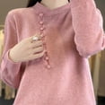 thumbnail image 6 of AGWOLF Lightweight Sweaters for Women Cozy Lightweight Knit Jumper Tops Casual Sideling Button Long Sleeve Pullover, 6 of 7