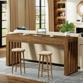 thumbnail image 3 of Finmind 63" Bar Table for 4, Counter Height Pub Table, Bistro, Rustic Brown, 3 of 7